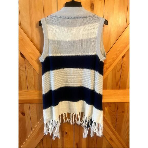 Poof Excellence Women Blue/cream  Cardigan M Nwt - Picture 2 of 5